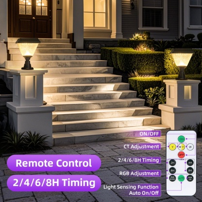CANMEIJIA  Solar Pole Light Model 003, Black, Ф160*H213, RGB, with Remote Control and Timer-CANMEILIGHTS