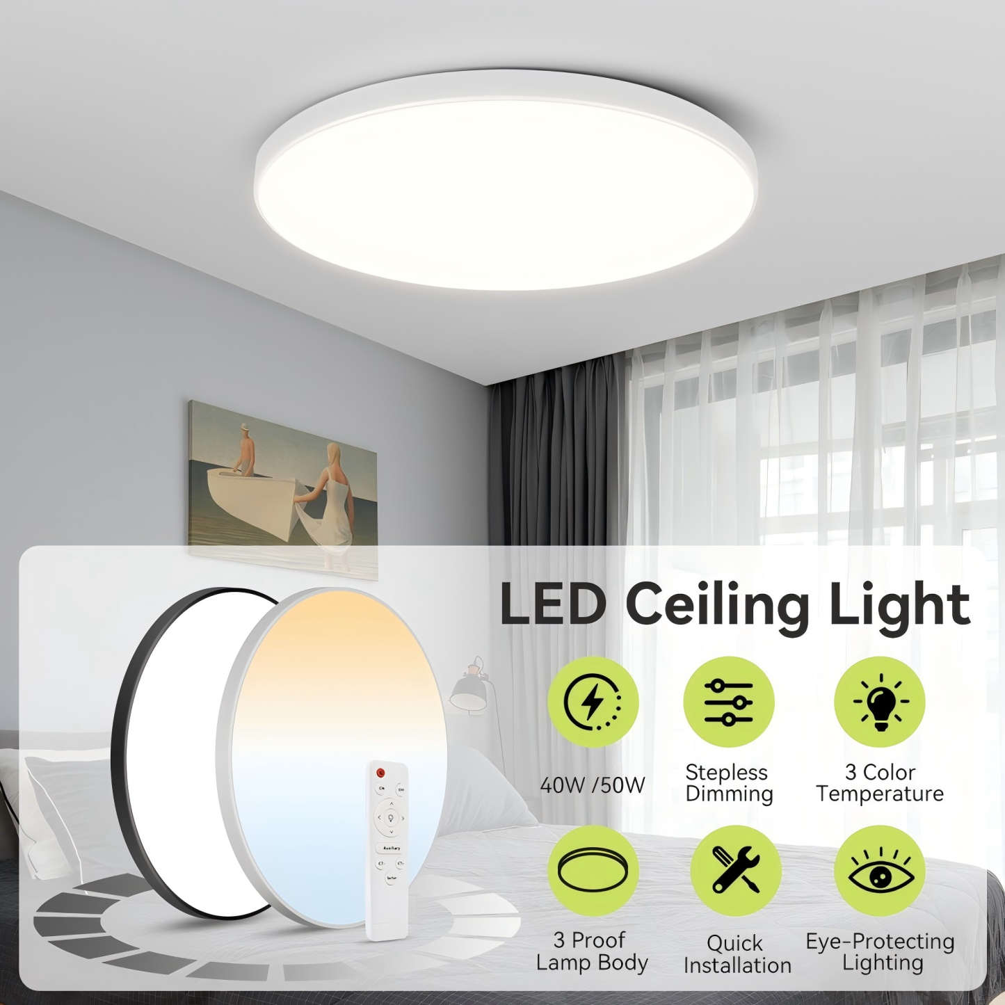 CANMEIJIA LED Ceiling Light Round Infrared Remote Control Smart Gurniture Light 001
