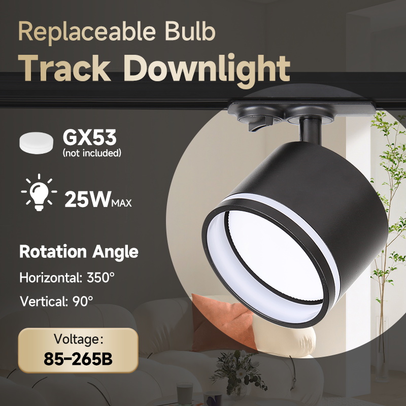 CANMEIJIA  Track Downlight GX53 No Light Source Round No Light Source-CANMEILIGHTS