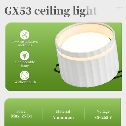 Wholesale Waterproof GX53 Recessed Downlight Housing | Round Aluminum Ceiling Spotlight Frame (No Bulb Included, B2B Engineering Bulk Supply)-CANMEILIGHTS