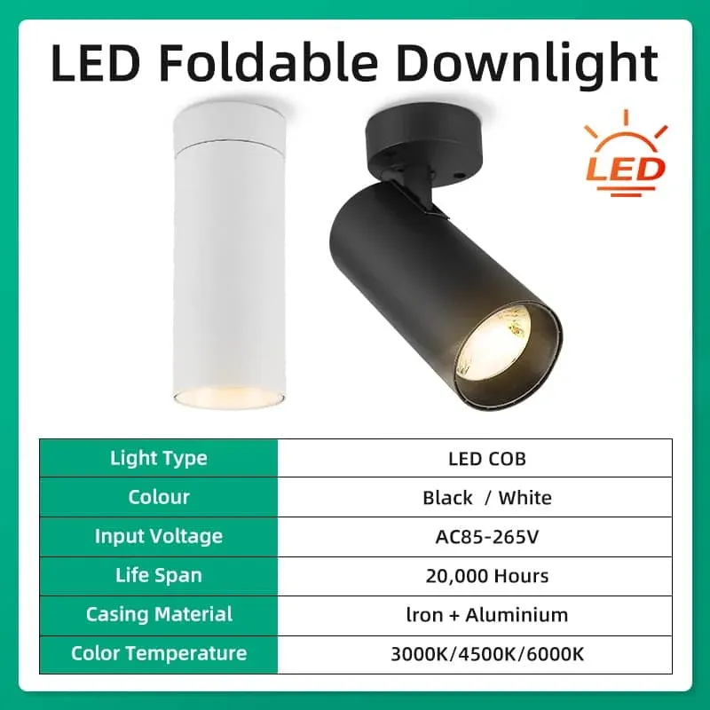 CANMEIJIA LED Ceiling Spotlight Modern Wall Sconce Adjustable Angle Tiltable Surface Mounted Downlights