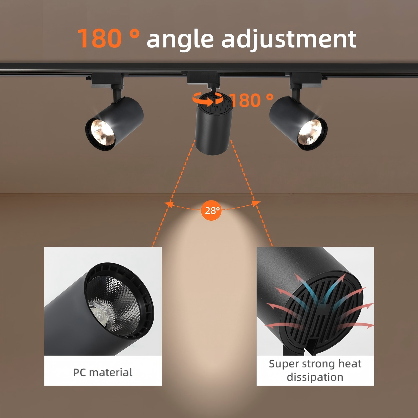 CANMEIJIA Led adjustable angle cob track light 165V-265V