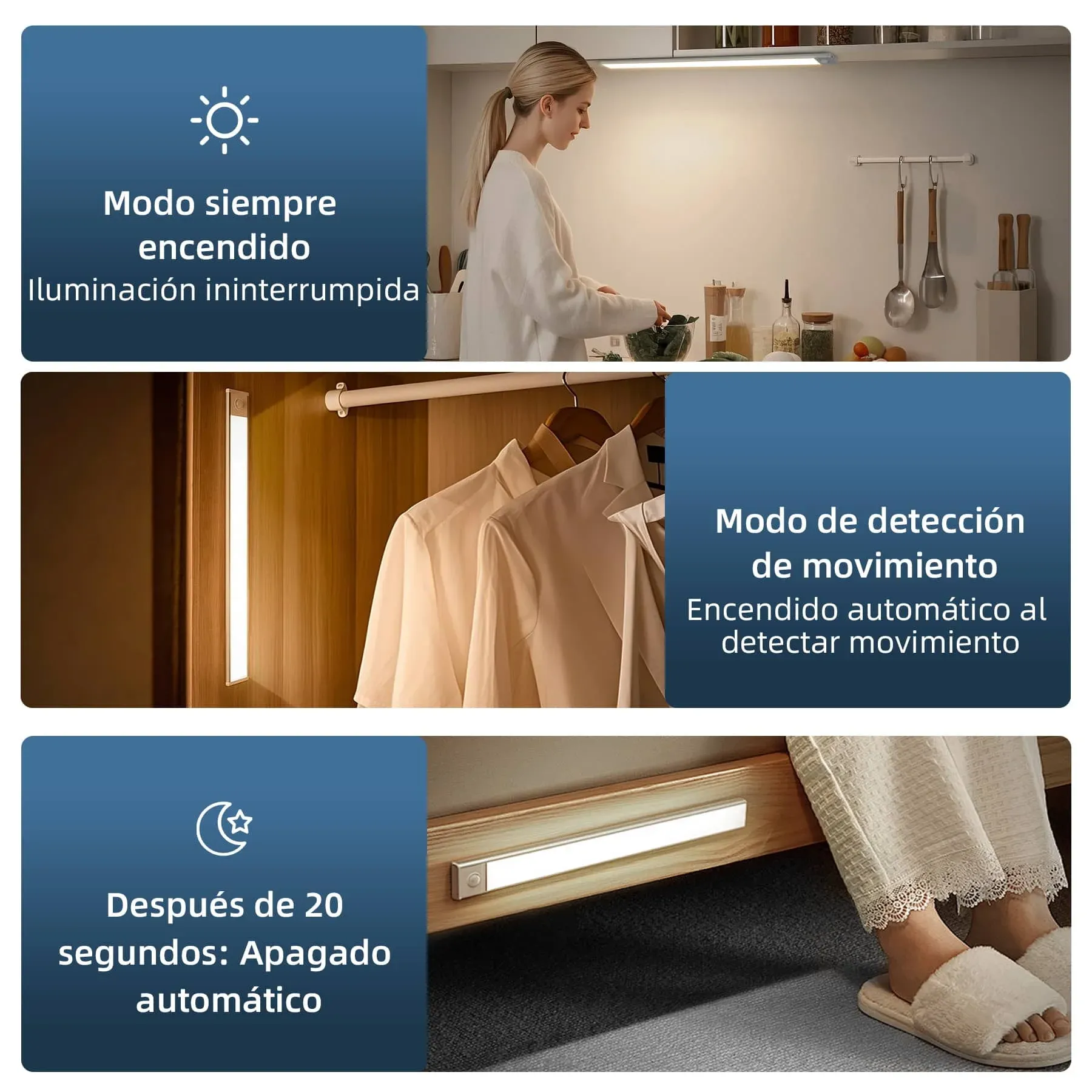 CANMEIJIA  Luz De Gabinete Con Sensor De Movimiento LED, Iluminación