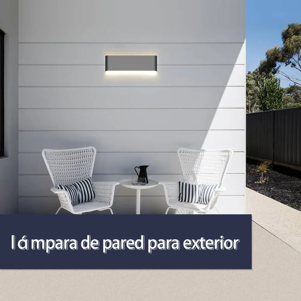 CANMEIJIA Lámpara de pared LED rectangular bidireccional, IP65, para exterior 