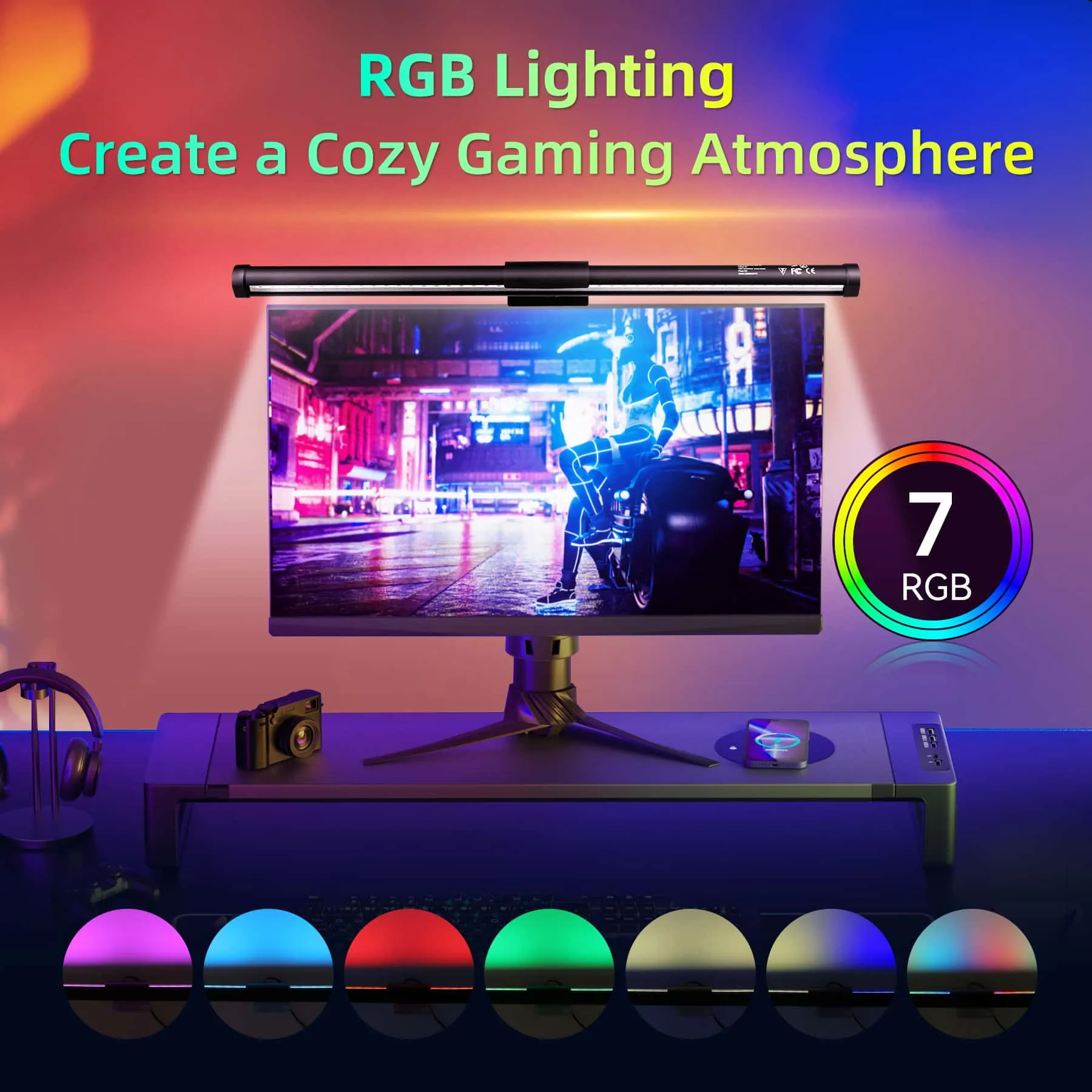 CANMEIJIA Monitor Light Bar, USB Powered Screen Light Bar Dimmable Touch Sensor Screen Bar Monitor Lamp