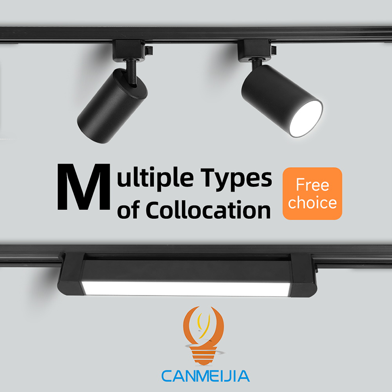 CANMEIJIA  Two-line track floodlight black shell-CANMEILIGHTS