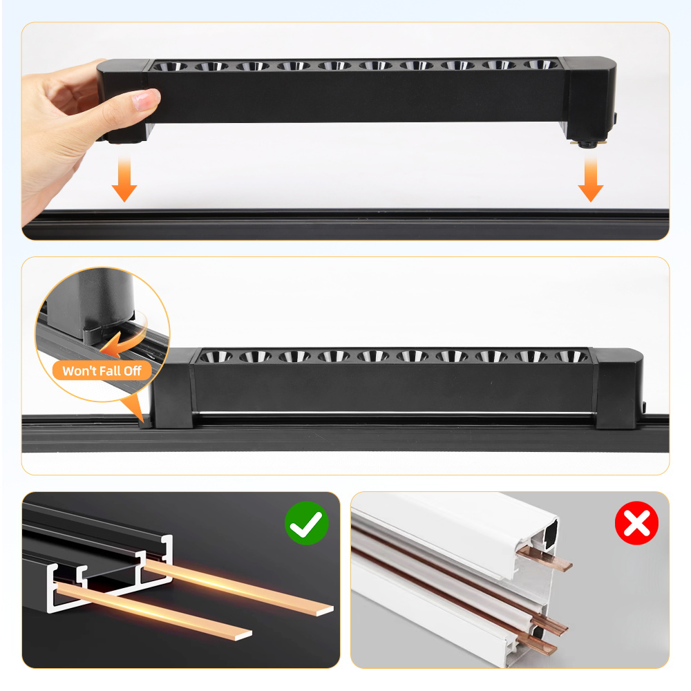 CANMEIJIA  Two-wire track strip spotlight, black casing, wide voltage range-CANMEILIGHTS