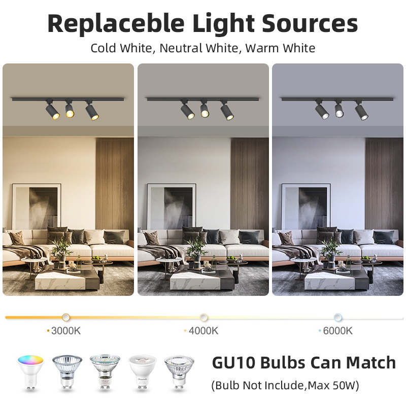 CANMEIJIA GU10 Track Light Model 002, GU10 lamp base,no light source-CANMEILIGHTS