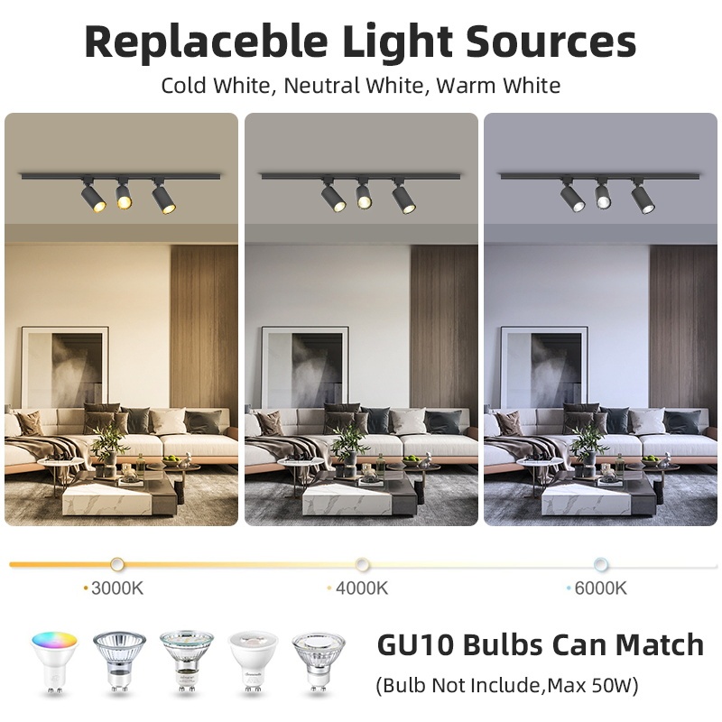 CANMEIJIA GU10 Track Light Model 002, GU10 lamp base,no light source-CANMEILIGHTS