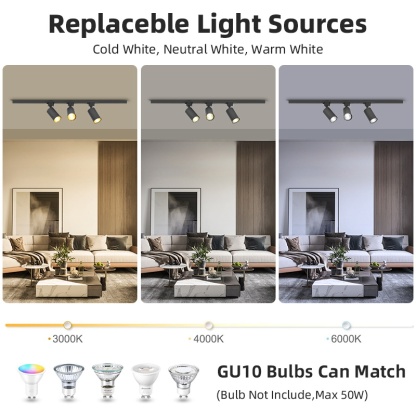 CANMEIJIA GU10 Track Light Model 002, GU10 lamp base,no light source-CANMEILIGHTS