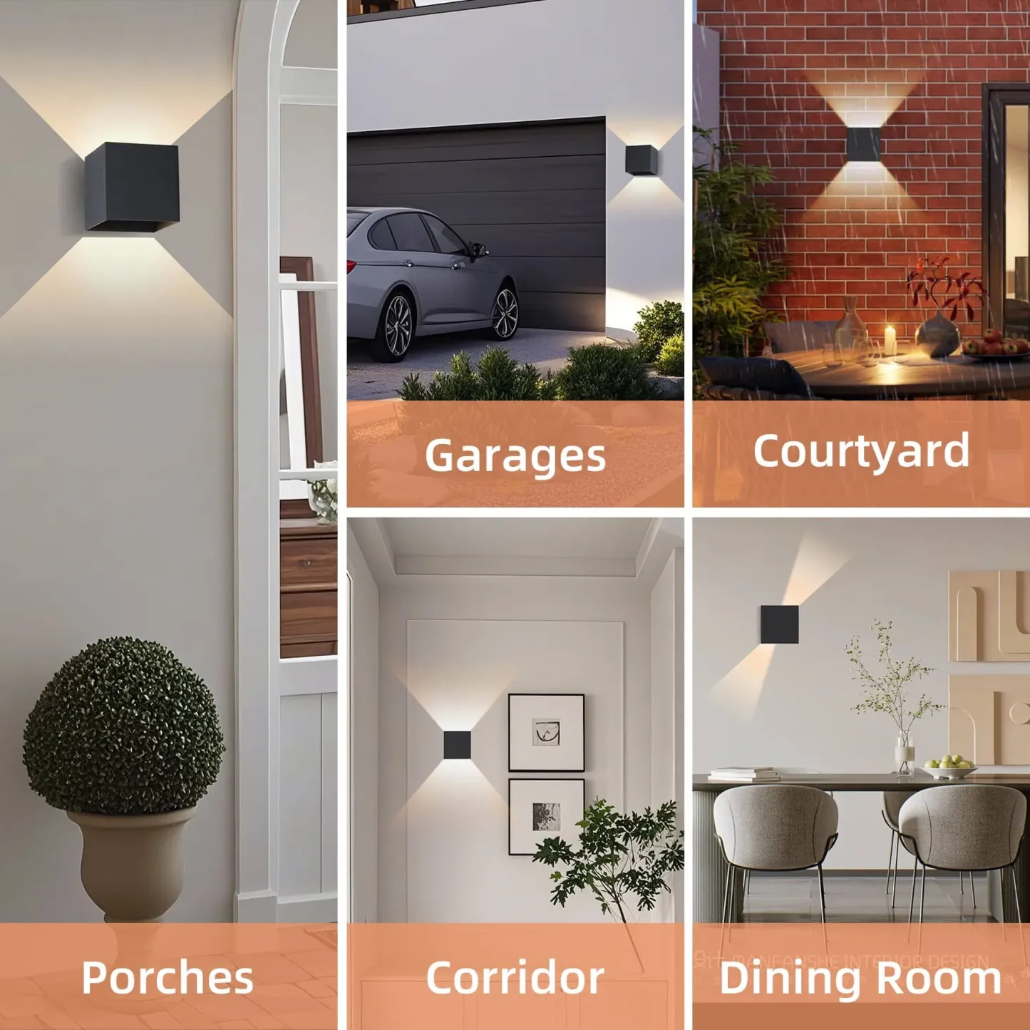 CANMEIJIA  LED Wall Lamp for Outdoor  Outdoor Up Down Wall Light IP65 Waterproof Square