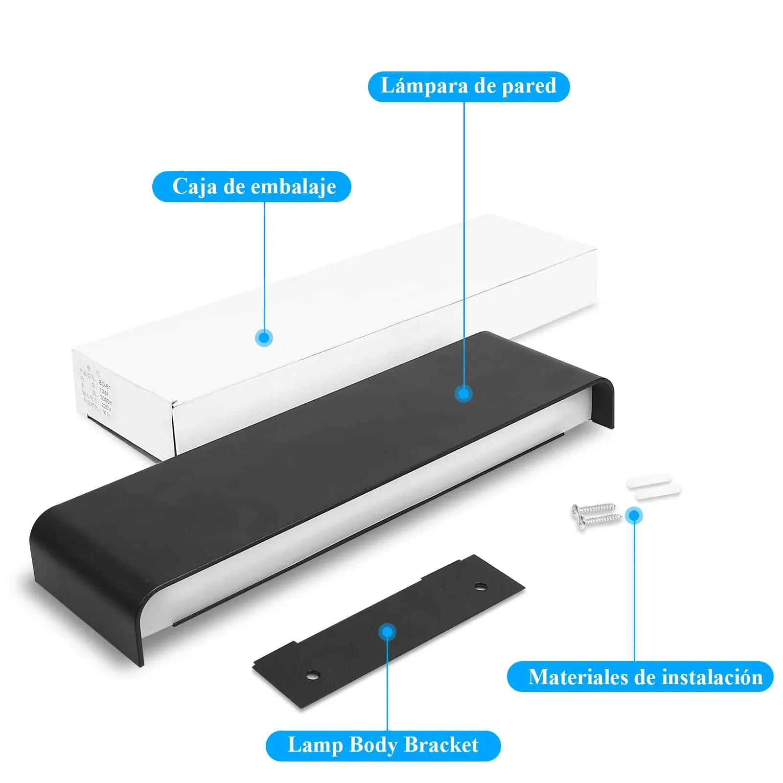CANMEIJIA Lámpara de pared LED rectangular bidireccional, IP65, para exterior 