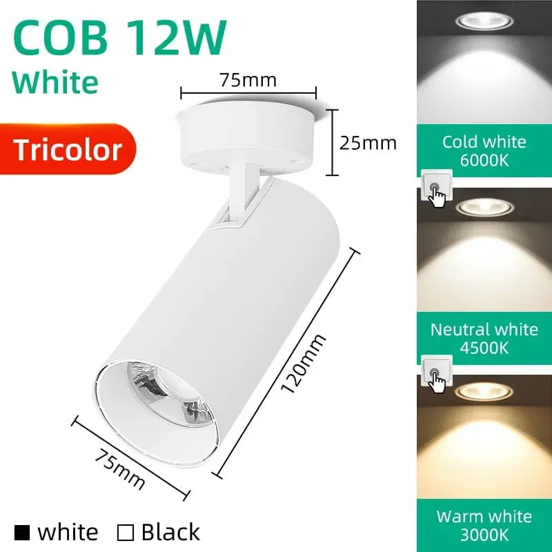 CANMEIJIA LED Ceiling Spotlight Modern Wall Sconce Adjustable Angle Tiltable Surface Mounted Downlights