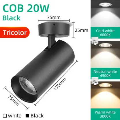 CANMEIJIA LED Ceiling Spotlight Modern Wall Sconce Adjustable Angle Tiltable Surface Mounted Downlights