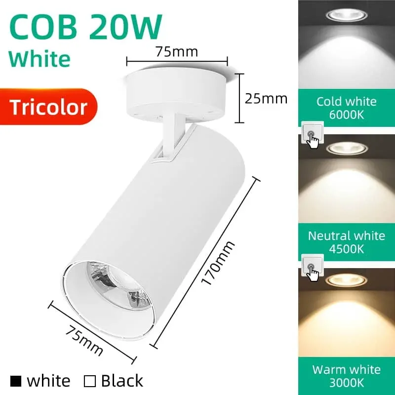 CANMEIJIA LED Ceiling Spotlight Modern Wall Sconce Adjustable Angle Tiltable Surface Mounted Downlights