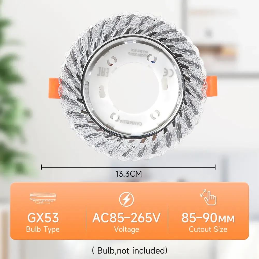 CANMEIJIA Recessed GX53 Downlight with Crystal Cover (Bulb Not Included)