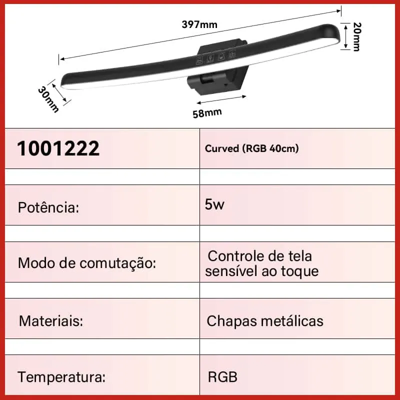 CANMEIJIA RGB Monitor Light Bar,Monitor Light Bar,Touch Control Dimmable Computer Monitor Lamp with 7 Color RGB