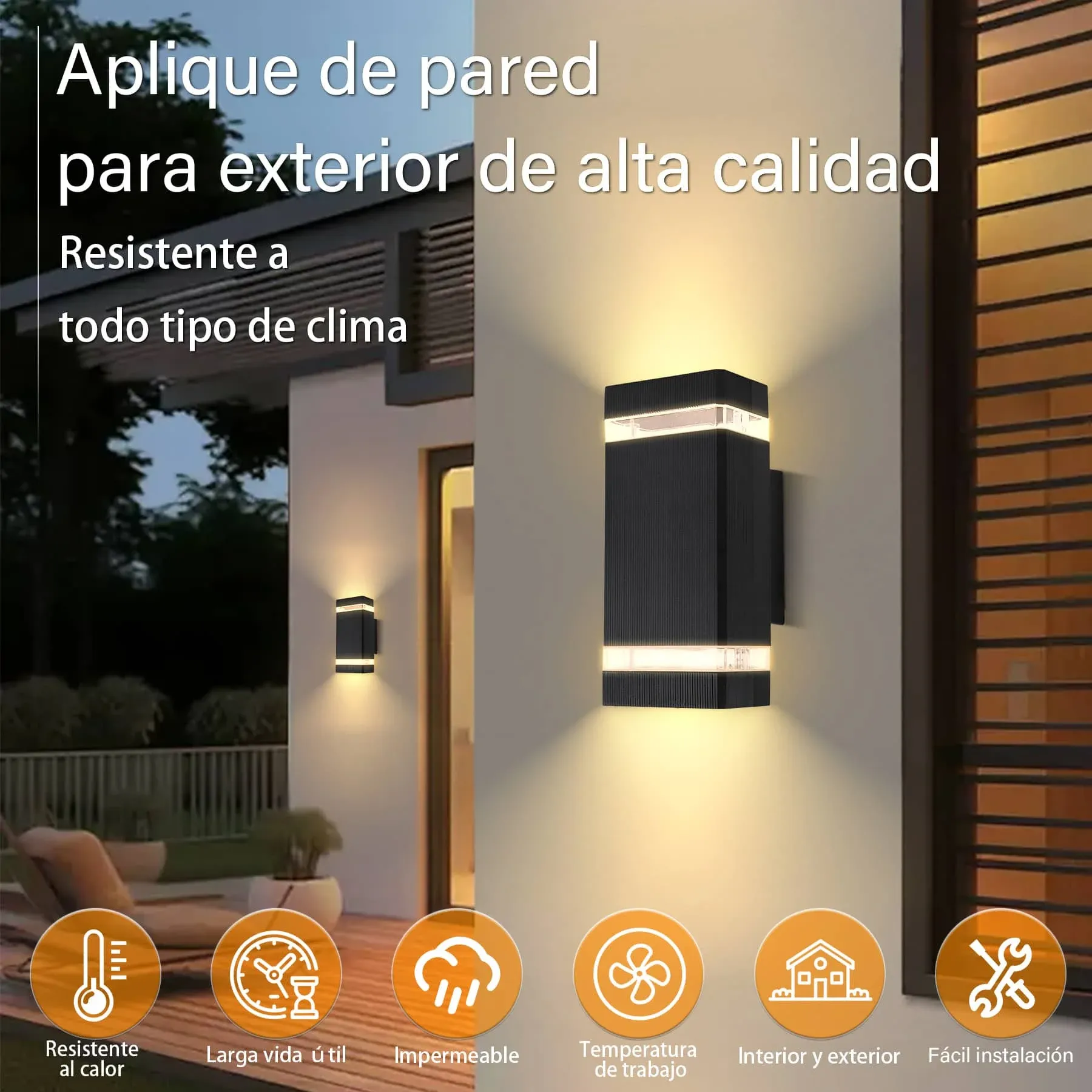 CANMEIJIA Lámpara LED de pared  para exteriores, candelabro de calle impermeable IP65 GU10, accesorios de iluminación para porche 