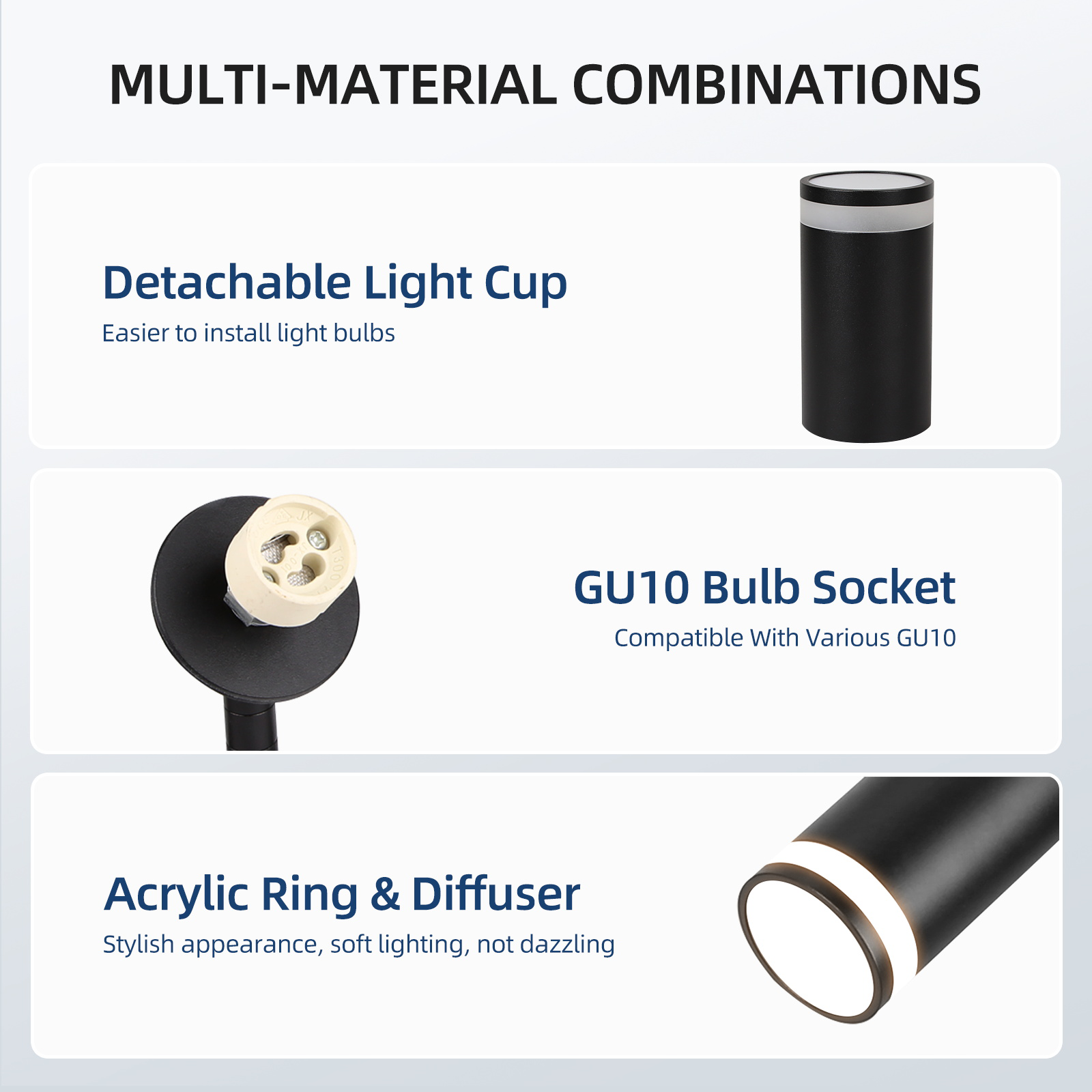 CANMEIJIA  ceiling spotlights long tube style GU10 bulbs aluminum -CANMEILIGHTS