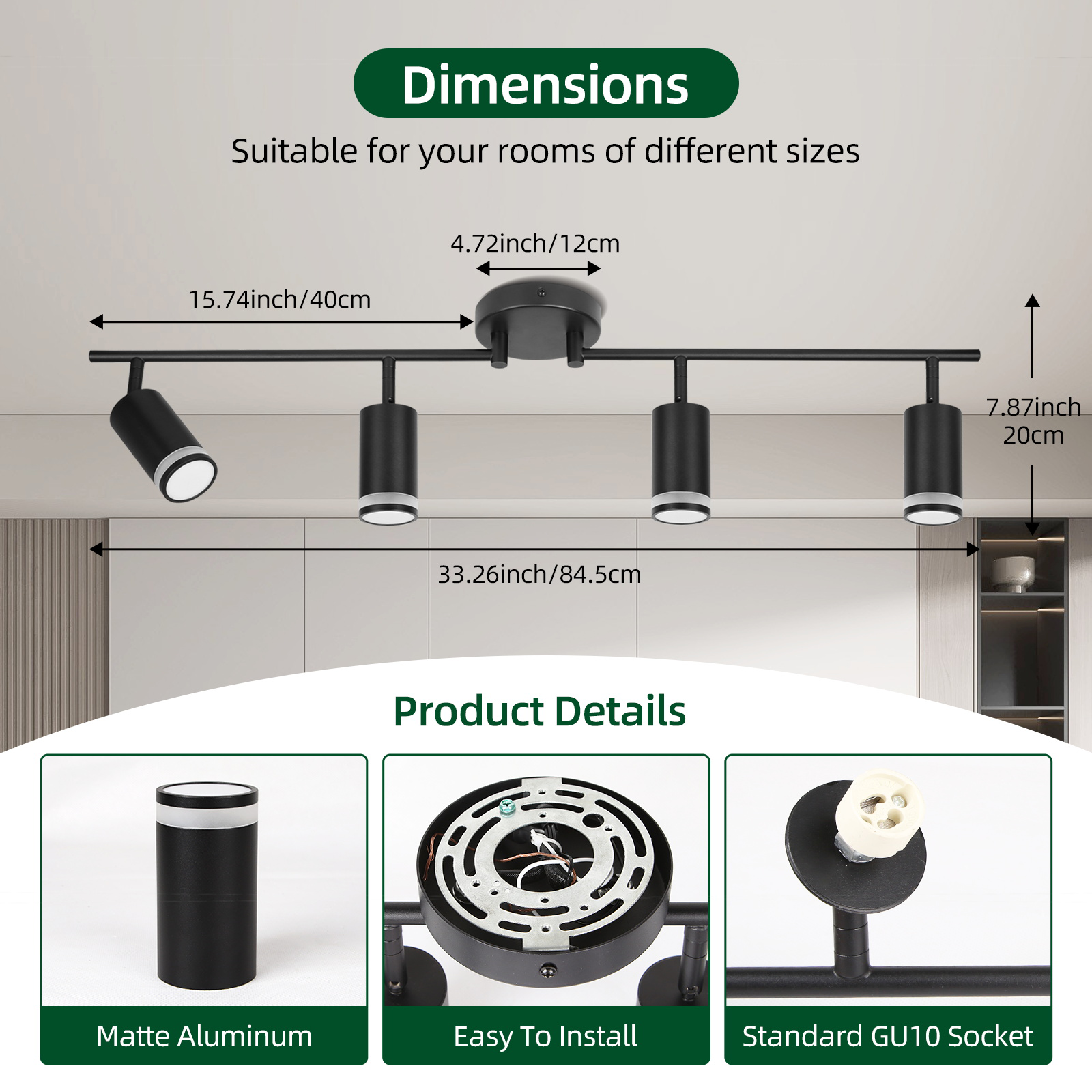 CANMEIJIA  ceiling spotlights long tube style GU10 bulbs aluminum -CANMEILIGHTS