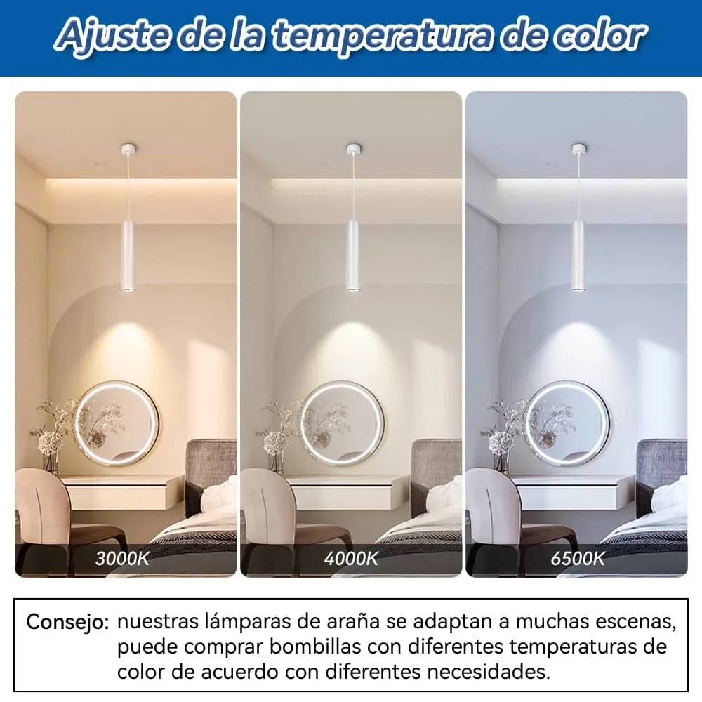 CANMEIJIA  ámpara Colgante GU10 Ajustable Lámpara de araña de comedor cilíndrica 