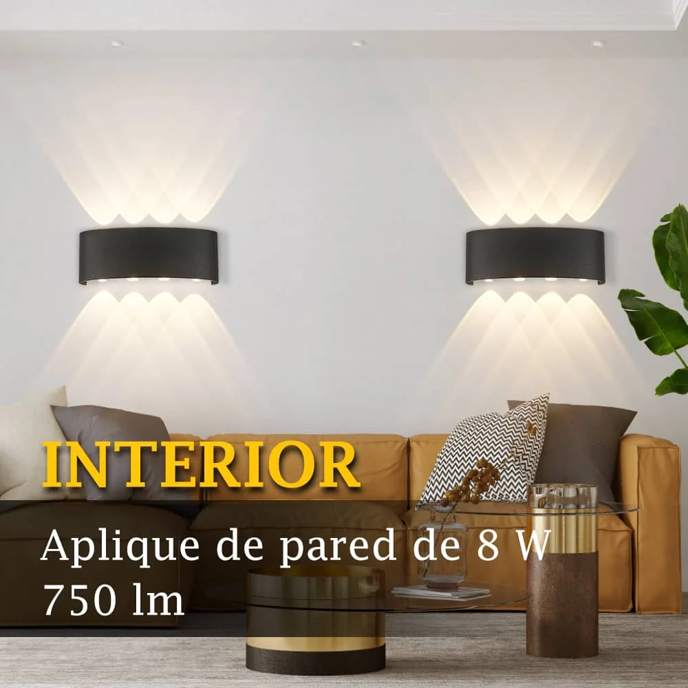 CANMEIJIA Lampara Pared Led Impermeable, Luz Pared Interior Para Sala De Estar Y Dormitori, Iluminación Ascendente Y Descendente