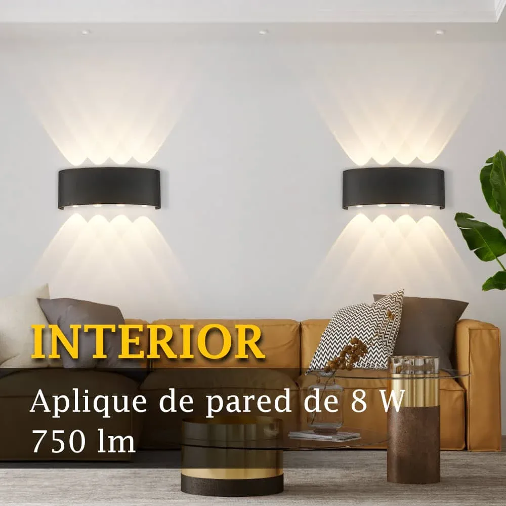 CANMEIJIA Lampara Pared Led Impermeable, Luz Pared Interior Para Sala De Estar Y Dormitori, Iluminación Ascendente Y Descendente