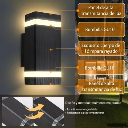 CANMEIJIA Lámpara LED de pared  para exteriores, candelabro de calle impermeable IP65 GU10, accesorios de iluminación para porche 