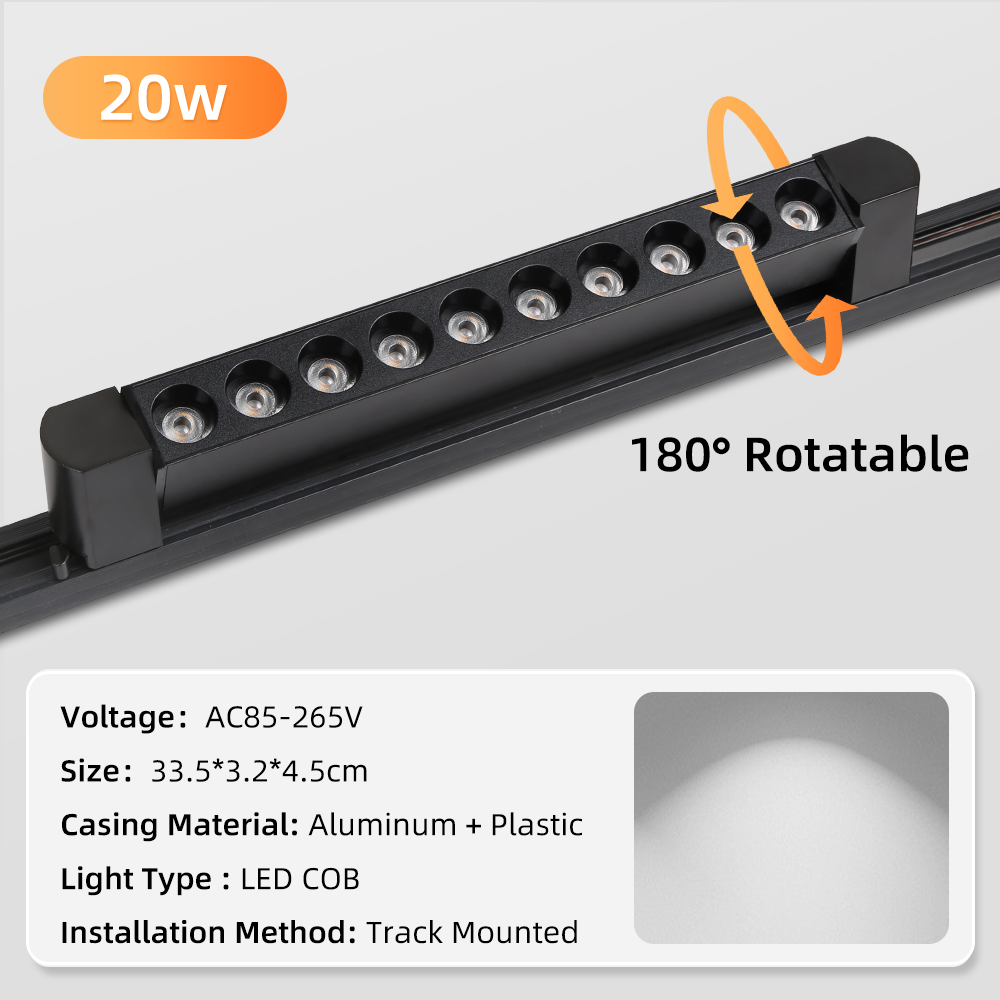 CANMEIJIA  Two-wire track strip spotlight, black casing, wide voltage range-CANMEILIGHTS