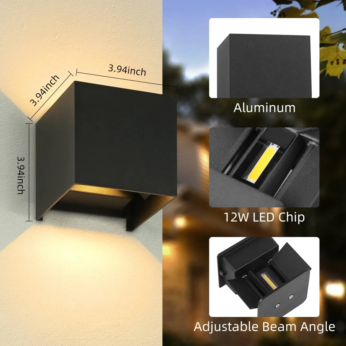 CANMEIJIA  LED Wall Lamp for Outdoor  Outdoor Up Down Wall Light IP65 Waterproof Square
