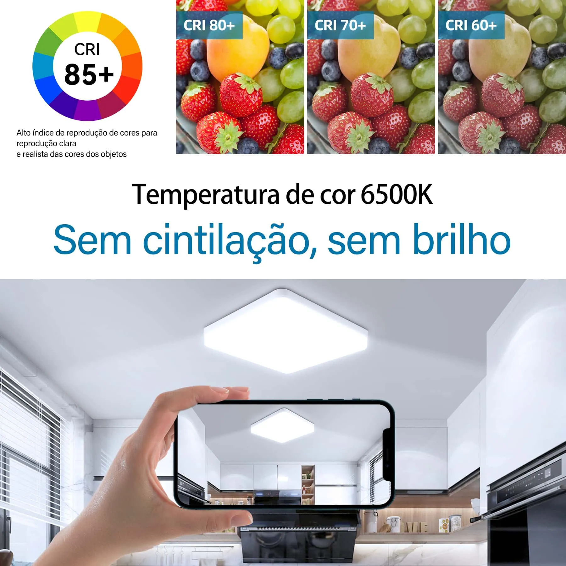 Luminária de Teto LED Quadrada 48W Ultrafino