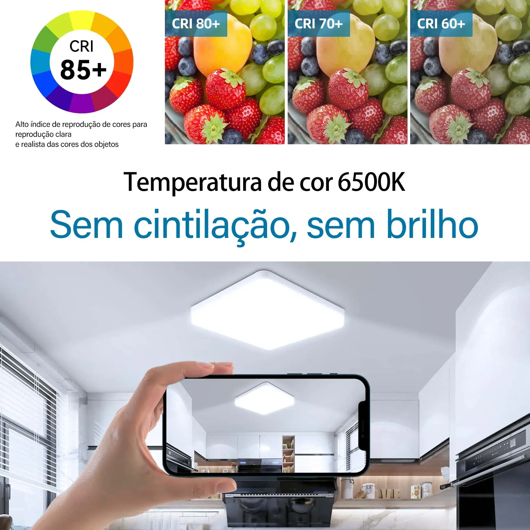 Luminária de Teto LED Quadrada 48W Ultrafino