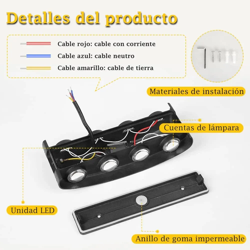 CANMEIJIA Lampara Pared Led Impermeable, Luz Pared Interior Para Sala De Estar Y Dormitori, Iluminación Ascendente Y Descendente