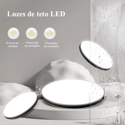 CANMEIJIA Luminária de teto LED redonda adequada para banheiro, luminária de teto à prova d'água