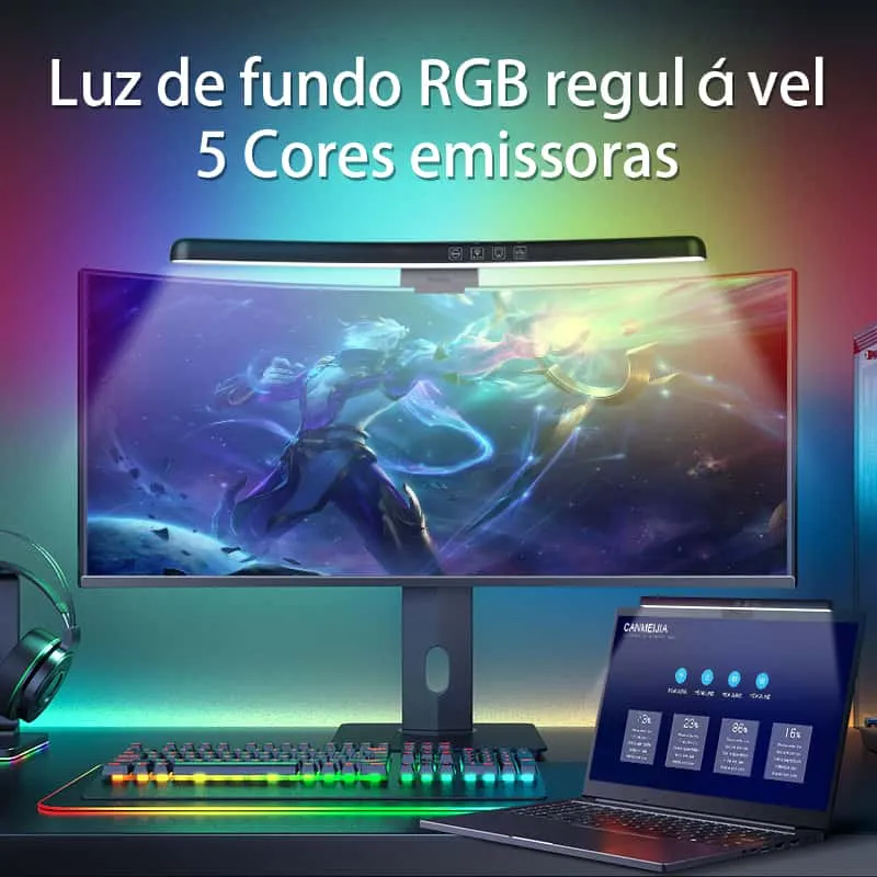 CANMEIJIA RGB Monitor Light Bar,Monitor Light Bar,Touch Control Dimmable Computer Monitor Lamp with 7 Color RGB