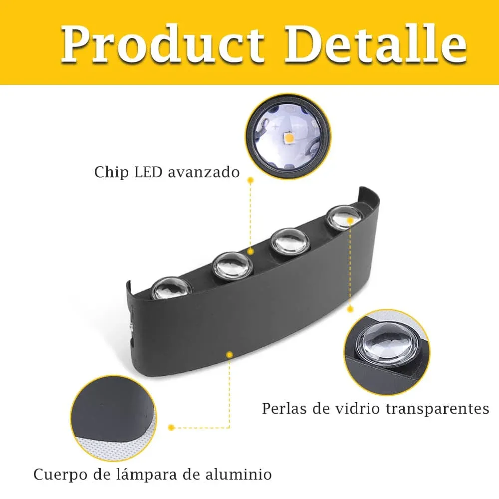 CANMEIJIA Lampara Pared Led Impermeable, Luz Pared Interior Para Sala De Estar Y Dormitori, Iluminación Ascendente Y Descendente