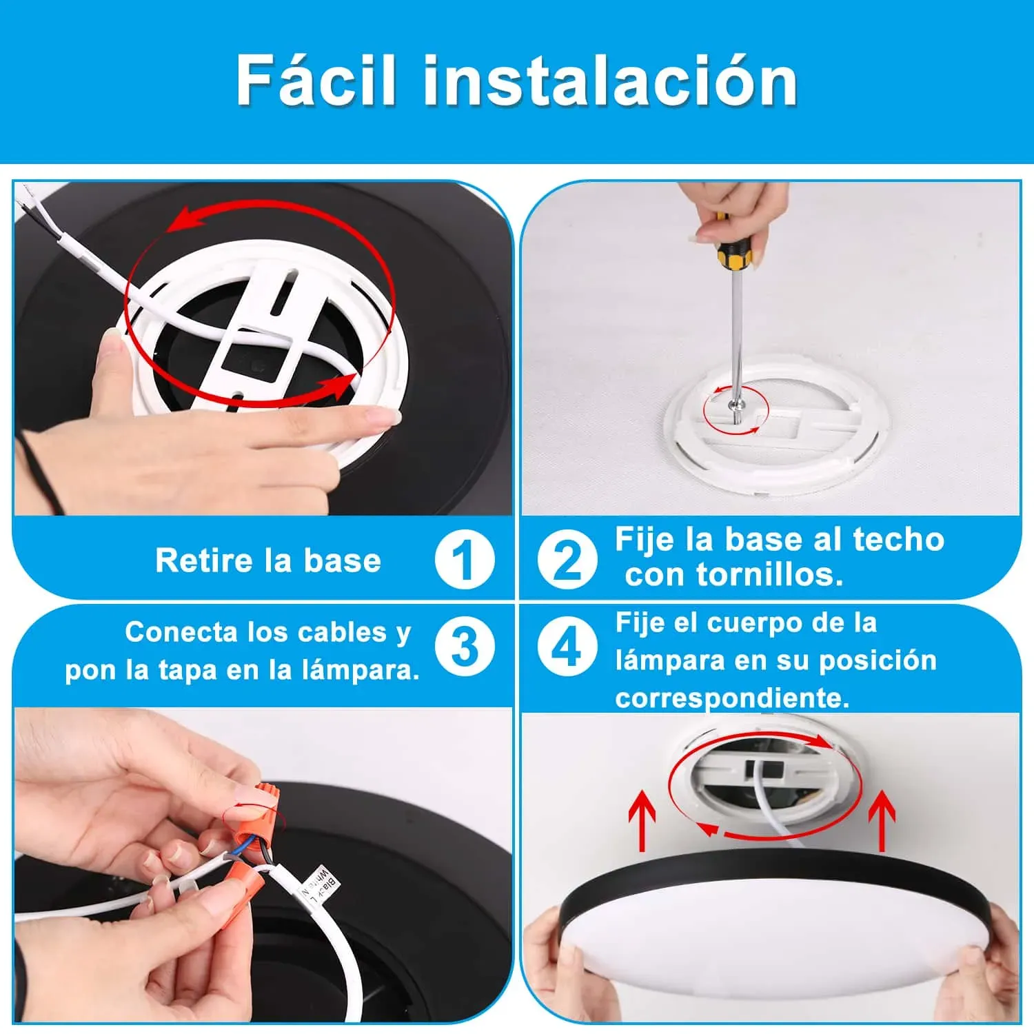 CANMEIJIA Lámpara de Techo LED Blanco Frío 24 W Negro  IP65 Lámpara Impermeable Lámpara de para Baño