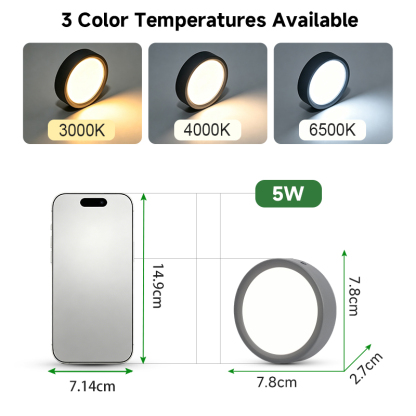 CANMEIJIA 5W surface mounted LED downlight with 3000K 4000K 6500K 3CCT and 7.8cm diameter