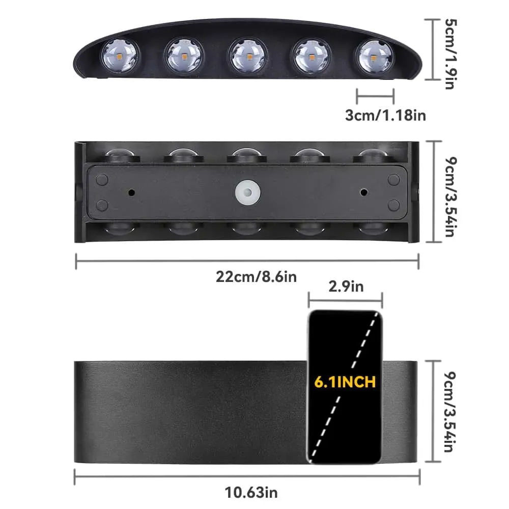 CANMEIJIA IP65 LED Lâmpada de parede ao ar livre à prova d'água Iluminação de jardim Alumínio AC110-265