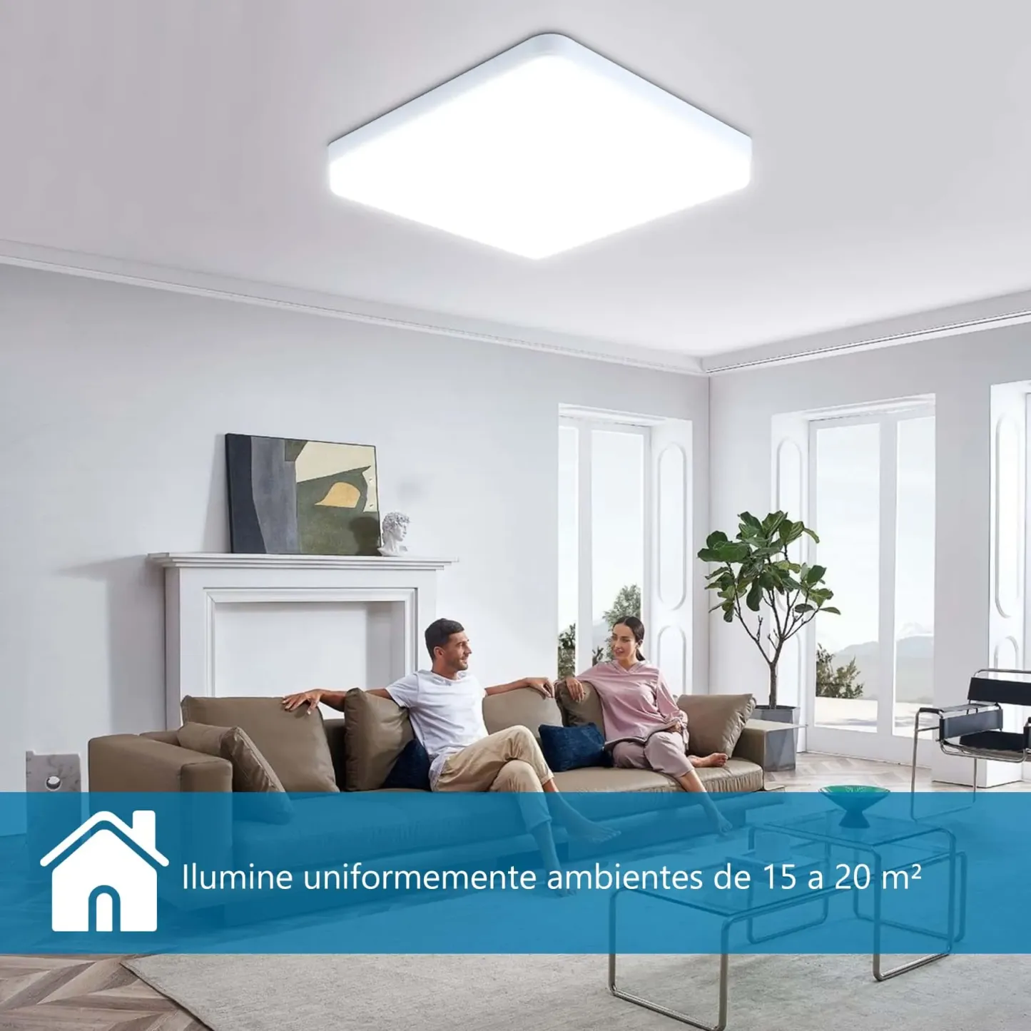 Luminária de Teto LED Quadrada 48W Ultrafino