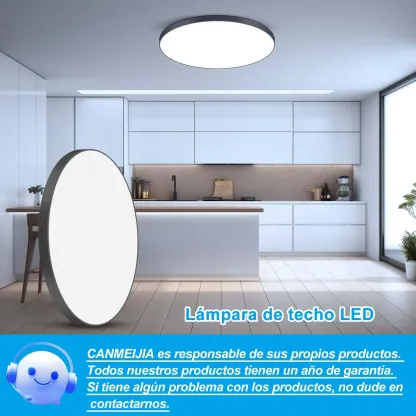 CANMEIJIA Lámpara de Techo LED Blanco Frío 24 W Negro  IP65 Lámpara Impermeable Lámpara de para Baño