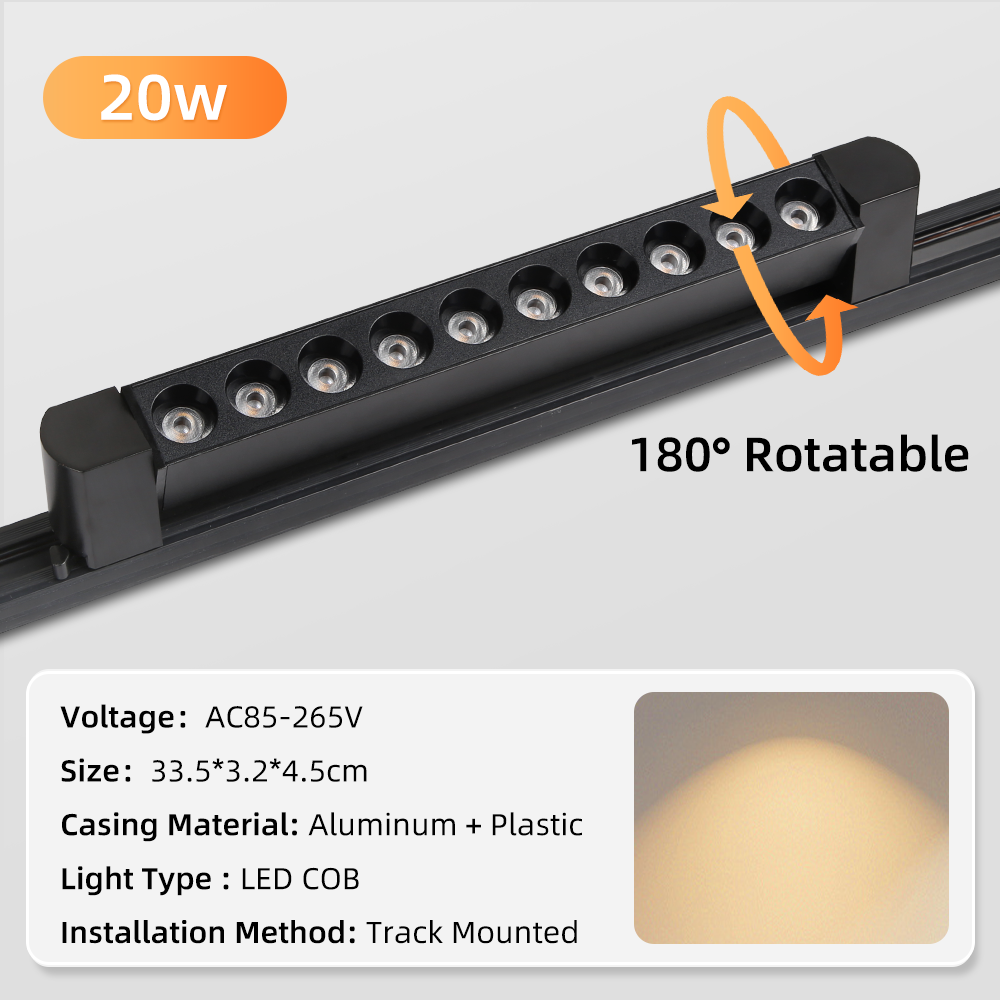 CANMEIJIA  Two-wire track strip spotlight, black casing, wide voltage range-CANMEILIGHTS