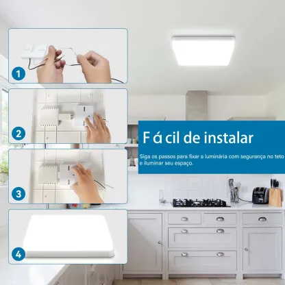 Luminária de Teto LED Quadrada 48W Ultrafino