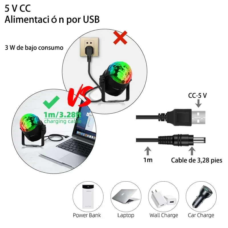 CANMEIJIA Mini globo de luz LED RGB Crazy Ball para fiestas, con alimentación USB de 5 V