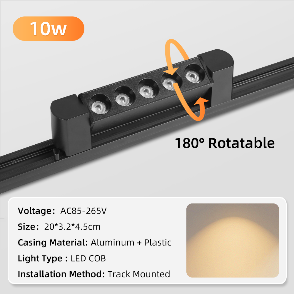 CANMEIJIA  Two-wire track strip spotlight, black casing, wide voltage range-CANMEILIGHTS