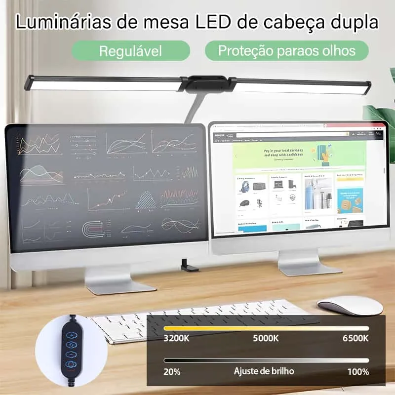 Luminária de Mesa Cabeça Dupla LED 
