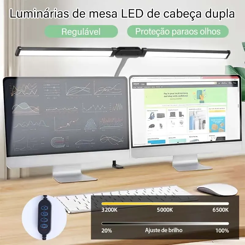 Luminária de Mesa Cabeça Dupla LED 