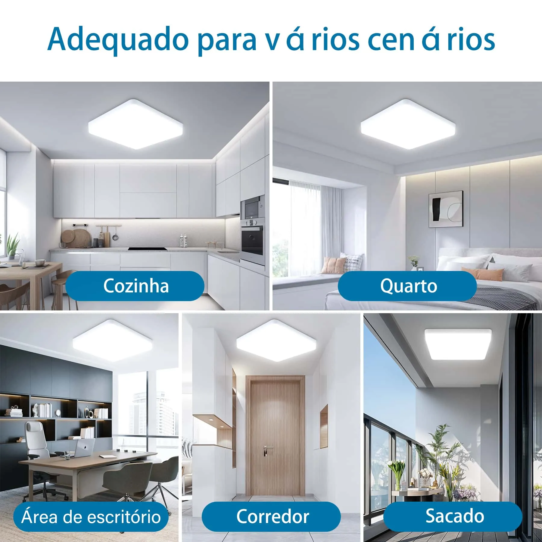 Luminária de Teto LED Quadrada 48W Ultrafino