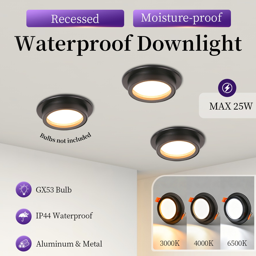 Wholesale Waterproof GX53 Recessed Downlight Housing | Round Aluminum Ceiling Spotlight Frame (No Bulb Included, B2B Engineering Bulk Supply)-CANMEILIGHTS