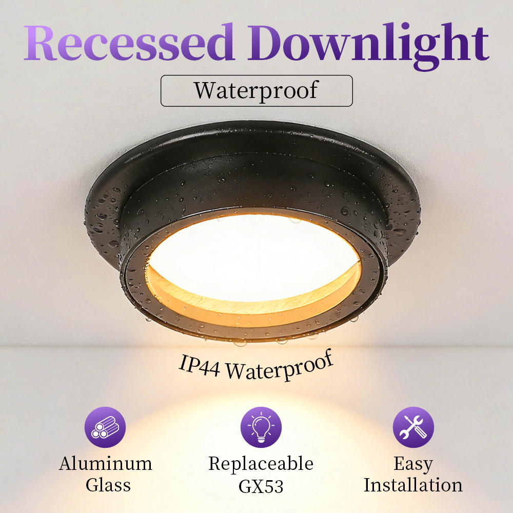 Wholesale Waterproof GX53 Recessed Downlight Housing | Round Aluminum Ceiling Spotlight Frame (No Bulb Included, B2B Engineering Bulk Supply)-CANMEILIGHTS